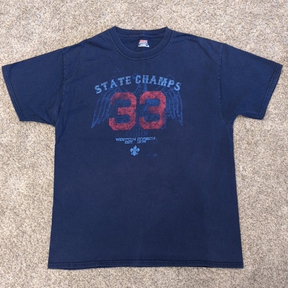 Mens graphic tee by Hanes . Navy Blue.